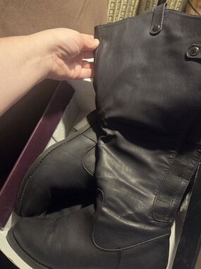 Lane Bryant Wide Calf Knee High Faux Leather Boots Size 7W
